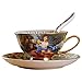Produktbild ufengke-ts Palace Ölgemälde Muster Porzellan Keramik Tee Tasse Kaffee Tasse Set mit Untertasse und Löffel für perfekte Geschenk