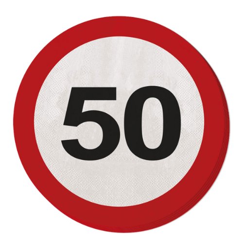 Serviette Verkehrsschild Zahl 50 Geburtstag 20 St. Schild Party