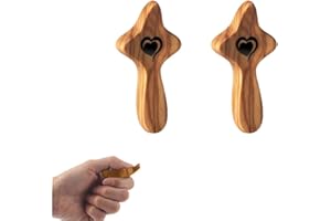 XFSRG Cruz De Madera Con Diseño De Corazón Tallado Pequeñas Cruces Para Oración Y Meditación Accesorios Decorativos Para El Hogar Y La Iglesia Perfecto Para Bautizo Y Comunión (Madera de olivo)