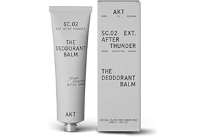 AKT, THE DEODORANT BALM. Award winning, multi-use, natural deodorant. Plastic Free. Gender Free. Aluminium Free. 100% effective — 1 tube lasts up to 3 months. SC.02 AFTER THUNDER. 50ml