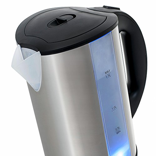 Edelstahl Wasserkocher Teekocher mit blauer LED Innenbeleuchtung 2200 Watt 1,7 Liter - 5