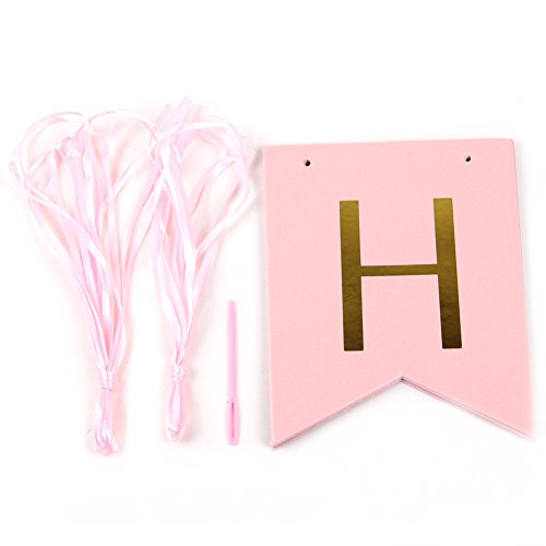 HAPPY BIRTHDAY Girlande Set Geburtstag Dekoration Seidenpapier Pompoms Rosa Folie Spirale Deko von SUNBEAUTY (Rosa) - 2