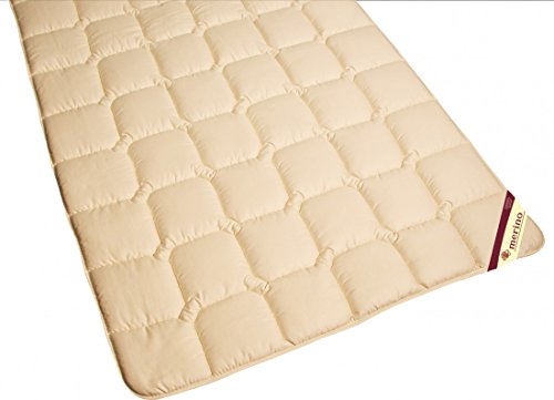 Matratzenauflage 90 x 190 Garanta Auflage mit 100% Merino Füllung 750g/m² - Bezug Makotrikot / Edelsatin - Hochwertiges Unterbett für erholsamen Schlaf