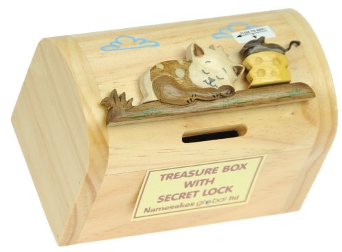 Cat, Mouse & Cheese : Money Box with Secret Lock : Handcrafted Wooden Treasure Chest : Top Christmas Gift Idea : High Quality Traditional Xmas Present For Boys, For Girls, For Him, For Her, For Children & For Fun Loving Adults! 30+ Designs (Size 12x9x7cm)