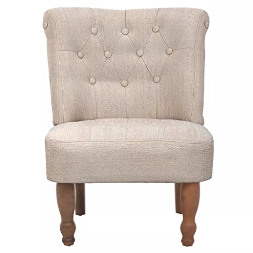 vidaXL Paire de fauteuils capitonnés de style France bois blanc crème