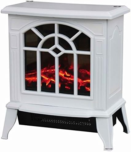 Functional White Electric Fireplace - Traditional Style Log Burning Effect Stove with Built In Overheat Protection, Ideal for Large Rooms