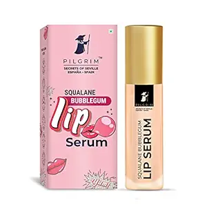 Pilgrim Squalane Lip Serum (Bubblegum) with roll-on for Visibly Plump Lips | Hydrating Lip serum for dark lips | Lip serum with Shea Butter & Pomegranate for plump & soft lips | Men & Women | 6 ml