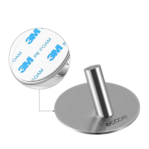 Ecooe 6 Stück Selbstklebend Handtuchhaken Edelstahl Handtuch Haken wasserdicht mit 6 Stück 3M Ersatzklebepads - 2