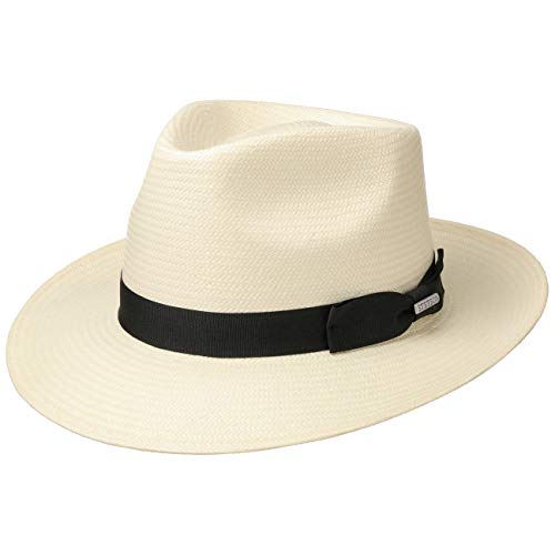 Stetson Sombrero Bogart Toyo Telida Mujer/Hombre | de Paja Sol con Banda Grosgrain Primavera/Verano | L (58-59 cm) Natural