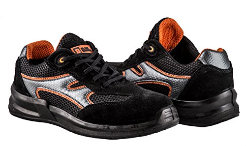 Männer Sicherheitsschuhe leicht Stahlkappe Arbeitsschuhe knöchelhoch Wanderschuhe 5552 Black Hammer - 7