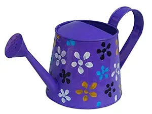 Royal baskets 2 litres Hand Painted Metal planters Round Watering Can - Rust Free Home Decor Gifting, Garden, Gardening, Tools ( Pack of, 1 ,Color Purple)