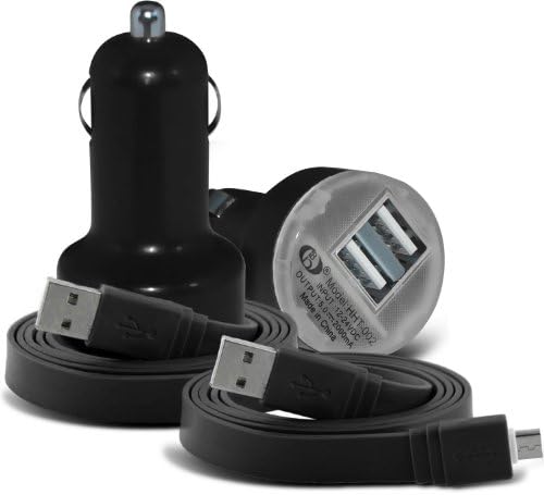 ( Black + 2x Cable ) Samsung Galaxy s5 Mini Duos Protective Stylish Fitted Universal 12v Rapid Mini Bullet USB Dual Port In Car Charger With 2x Micro USB Flat 1 Metre Data Snyc PC Charging Cable by ONX3