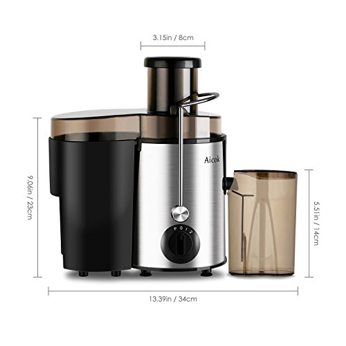 Aicok Entsafter Edelstahl Trennscheiben Juicer 2 Geschwindigkeiten Für Obst und Gemüse Mit Saftbehälter und Reinigungsbürste - 8