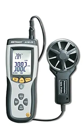 Metravi AVM-08 Digital Thermo-Anemometer with CFM/CMM and built-in Infrared Thermometer.