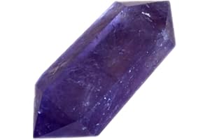 ERLIWAY Natural Amethyst Crystal Hexagonal Wand Stones, 2" Large Hexagonal Bullet Points Stones, Hexagonal Bullet Shaped Gemstones Chakra Crystals for Witchcraft Meditation Divination