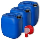 Bidons - Lot de 3 Jerricans 30 L, Bleu, avec 1 Robinet DIN 61 (22027x3+22010)