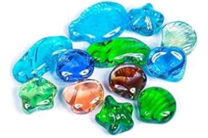 Cailloux décoratifs, Decostones, Ronde Perles, Accessoires et Objets de décoration Par ARSUK® (12pcs Cailloux en Verre d'art)