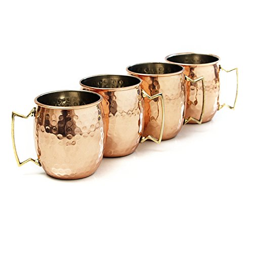 Zap Impex® - Tazza per Moscow Mule in puro rame martellato, fatta a mano, rivestimento in nichel (4 pz)