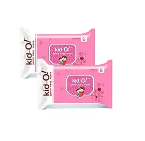 Kido Gentle Baby Wet Wipes with Aloe Vera, 15 cm x 20 cm, Combo of 2 (Kido Pink, 80 * 2=160 Count)