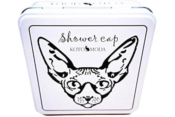 Kotomoda Bonnet de douche pour chats sphynx et autres chats sans poils dans une boîte cadeau en étain