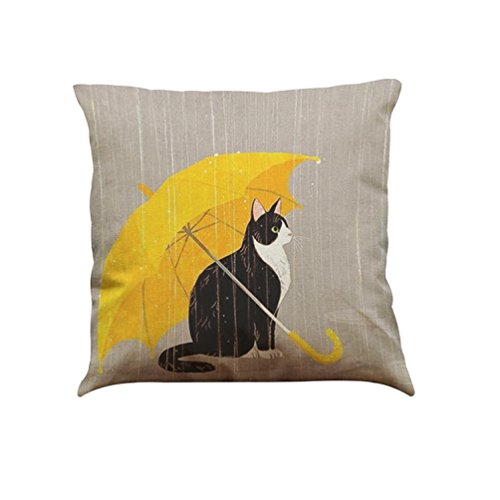 Kissenbezüge Longra 43 cm * 43cm Niedliche Katze Sofa Bett Home Dekoration Festival Fall Linen Kissen Kissenbezug Kissenhülle (D)