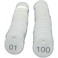 morel Adult & Kid & Youth Embossed White Plastic Round Shape Token Coin With Hole Use For Shop, Board Games, Stores, House, School.|1 To 100 Numerical Coins.