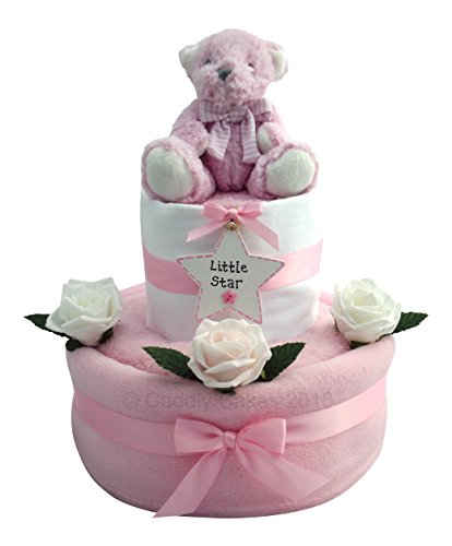 Pink Premature Baby Two Tier Nappy Cake Baby Girl Gift with FREE Delivery