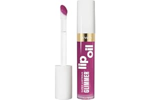 Revlon Super Lustrous Glimmer Lip Oil, Huile à lèvres hydratante, Brillance intense non collante, Maquillage lèvres transparent, 006 Plum-pop, 3,8 ml
