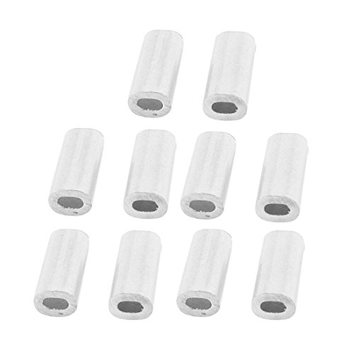 Preisvergleich Produktbild sourcingmap 10Pcs 10x3mm Aluminium Drahtseil Ferrulen Flachrohr für 0,8mm-1mm Stahlseile