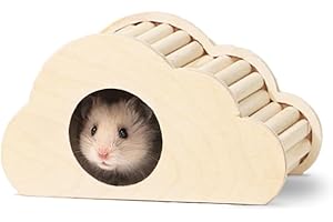Eyksta Hamster Haus aus Holz Hamster Versteck Hamsterhaus Treppe Spielzeug Hamster Zubehör 17 * 8.5 * 8.8 cm