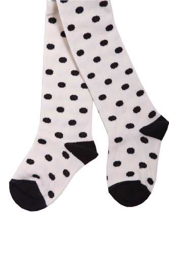 Weri Spezials Baby and Children Tights, Cream, Black Peas, Size: 5-6 years (110/116)