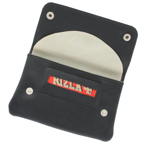 Ashlie Leather Bolsa de Tabaco con Forro de Goma y Porta-Papel AC410 Negro