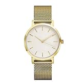 Omiky® Art und Weise 2017 Frauen-Kristall-Edelstahl-analoges Quarz-Armbanduhr-Armband (Golden)