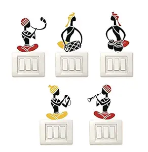 Paper Plane Design Wall Decal Sticker Stylish Small Funny Cartoon on Switch Boards for Kids/Office/Kitchen/Living Room, Bedroom, Hall Combo/Pack of 5 Stickers