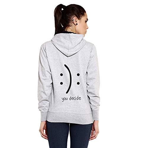 Goodtry G Women's Cotton Hoodies Back Print -Never-Grey Melange