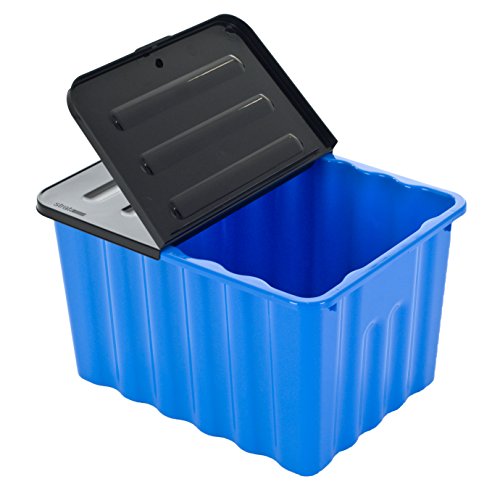Kunststoffbox mit abnehmbarem und klappbarem Deckel - 70 Liter Volumen - geschwungene Form! XXL Stauraum in tollem Azurblau mit grauem Deckel und leicht glänzender Ausführung!