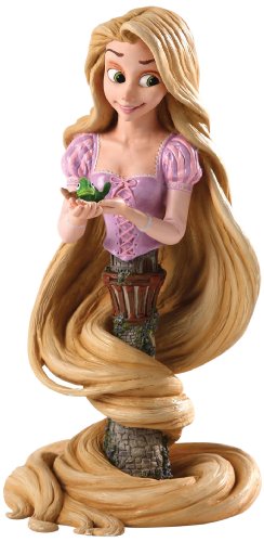 Enesco Disney Grand Jesters - Figurilla Busto de Rapunzel y Pascal, de Resina, Altura de 18 cm