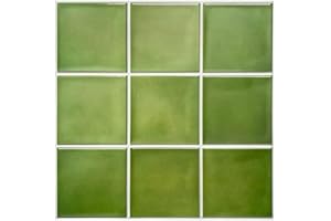 Commomy 10 Pcs 3D Green Stick on Tiles 11.8"x11.8" Square DIY Self Adhesive Wall Tile Splashback for Kitchen Peel and Stick Wall Tiles for Living Room,Bedroom,Bathroom,RV