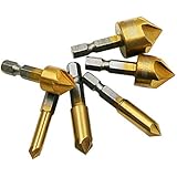 MIMIVIVA Senkbohrer Set Kegelsenker bohrer Senker Holz Satz mit 82-Grad-Mittelsenker-Bits für Holz, Schnellwechsel-Bit, 6 mm 