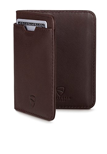 VaultskinCity Slim RFID Blocking Bifold Leather Wallet for Men - Minimalist Front Pocket Card Holder, Holds 9 Cards & Cash, Premium Italian Leather in Brown