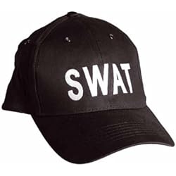 Casquette brodée SWAT - Taille réglable - Snapback cap - Coloris Noir - Airsoft - Paintball - Outdoor