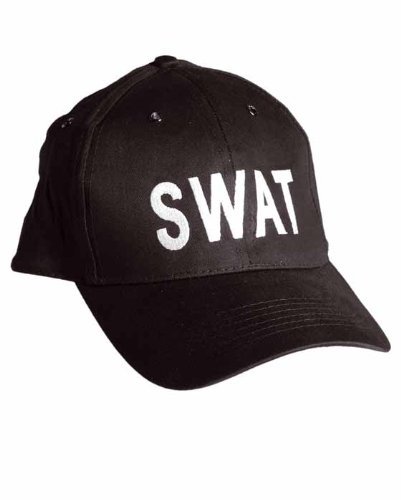 Casquette brodée SWAT - Taille réglable - Snapback cap - Coloris Noir - Airsoft - Paintball - Outdoor