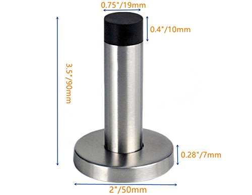 SFTlite Türstopper flach ca. 9x5cm Edelstahl- Türpuffer Edelstahl-Design Tür Stopper Halter Puffer T – Gebürstet Silber - 2