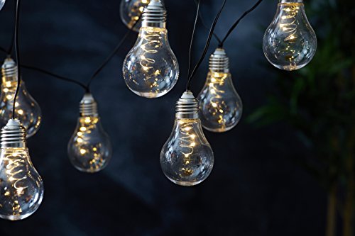 Hochwertige Party – Lichterkette SOLAR – Gesamtlänge 180 cm + 200 cm Zuleitung – ideal zur Beleuchtung von Pflanzen, Pergola , Mauern , Pavillon , Bäumen und Büschen – LED SOLAR LICHTERKETTE – mit 10 LED – Lampen und einem Solar – Panel – Solar Energy – Für den Innen- und Außenbereich geeignet – aus dem KAMACA-SHOP – In Weiß und Bunt erhältlich (Weiß) - 2
