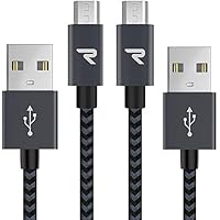 Rampow Micro USB Kabel, 1M/2-Stück, mit Nylon geflochtenes USB Ladekabel 2,4A geeignet für Android Smartphones, Samsung Galaxy, HTC, Huawei, Sony, Nexus, Nokia, Kindle und mehr, Space Grau