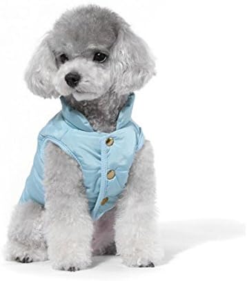 DUOZE Autumn And Winter Pet Vest Fashion Warm Cotton Dog Clothes Teddy Small Dog,Skyblue-SM