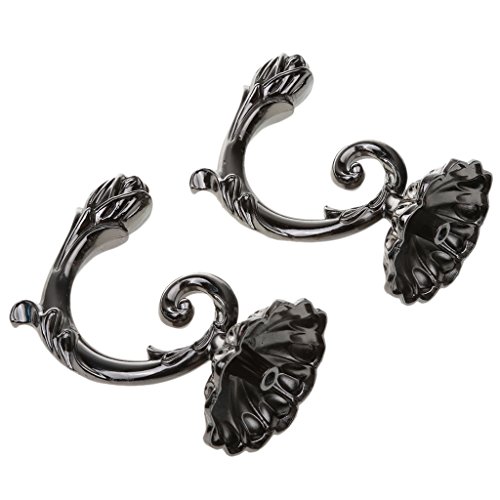 MagiDeal Vintage Blumen Design , Retro Raffhalter Raffbügel für Vorhänge Gardine Wohnzimmer Deko – Schwarz - 8