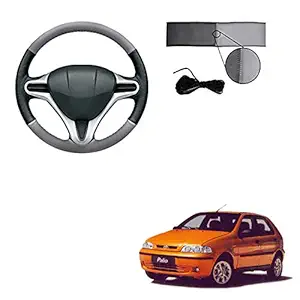 Semaphore (Black and Grey) Car Steering Cover for Fiat Palio