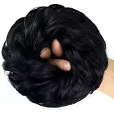 CLITZ Hair Buns Hair Piece Hair Scrunchies for Women Thick Hair Extension Bun Messy Wavy Ponytail Hairpieces 1 PCS, Black