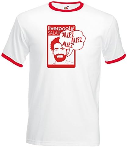 Indy Visuals Mo Salah Allez Allez Allez Stan Smith Spoof Made in Liverpool Ringer T-Shirt - Large